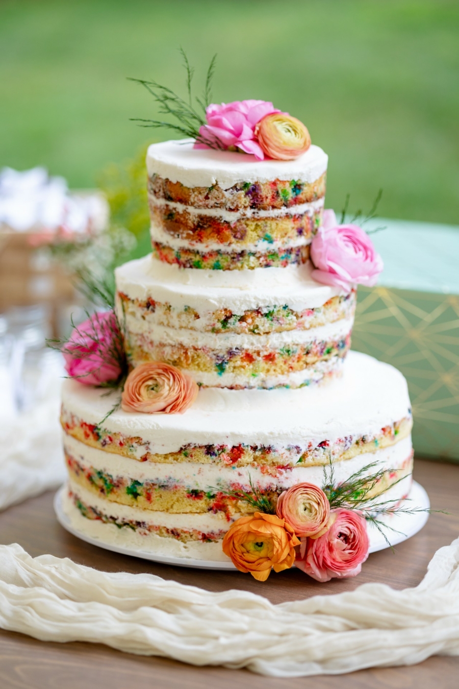 3 layer whimsical wedding cake